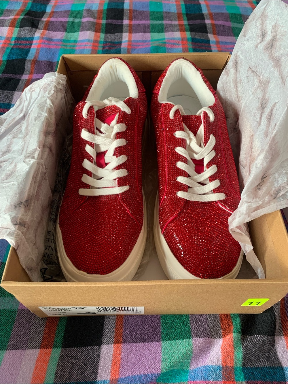 Jessica Simpson Red Crystal Lace-Up Sneakers